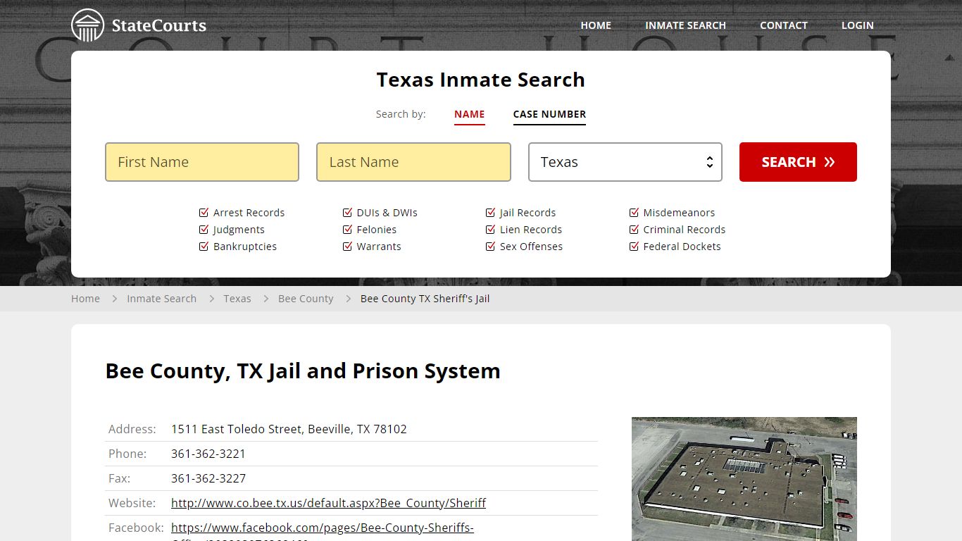 Bee County TX Sheriff's Jail Inmate Records Search, Texas - StateCourts